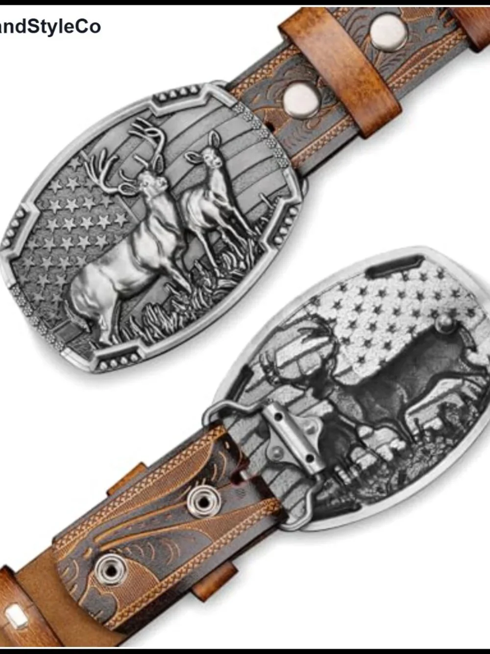 Western Cowboy Leather Belt for Men Women, Genuine Cowhide, Removable Snap
